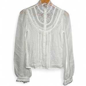 Vtg Gunne Sax Jessica's Lace Floral Blouse Sheer Layered Piece Boho Fairycore
